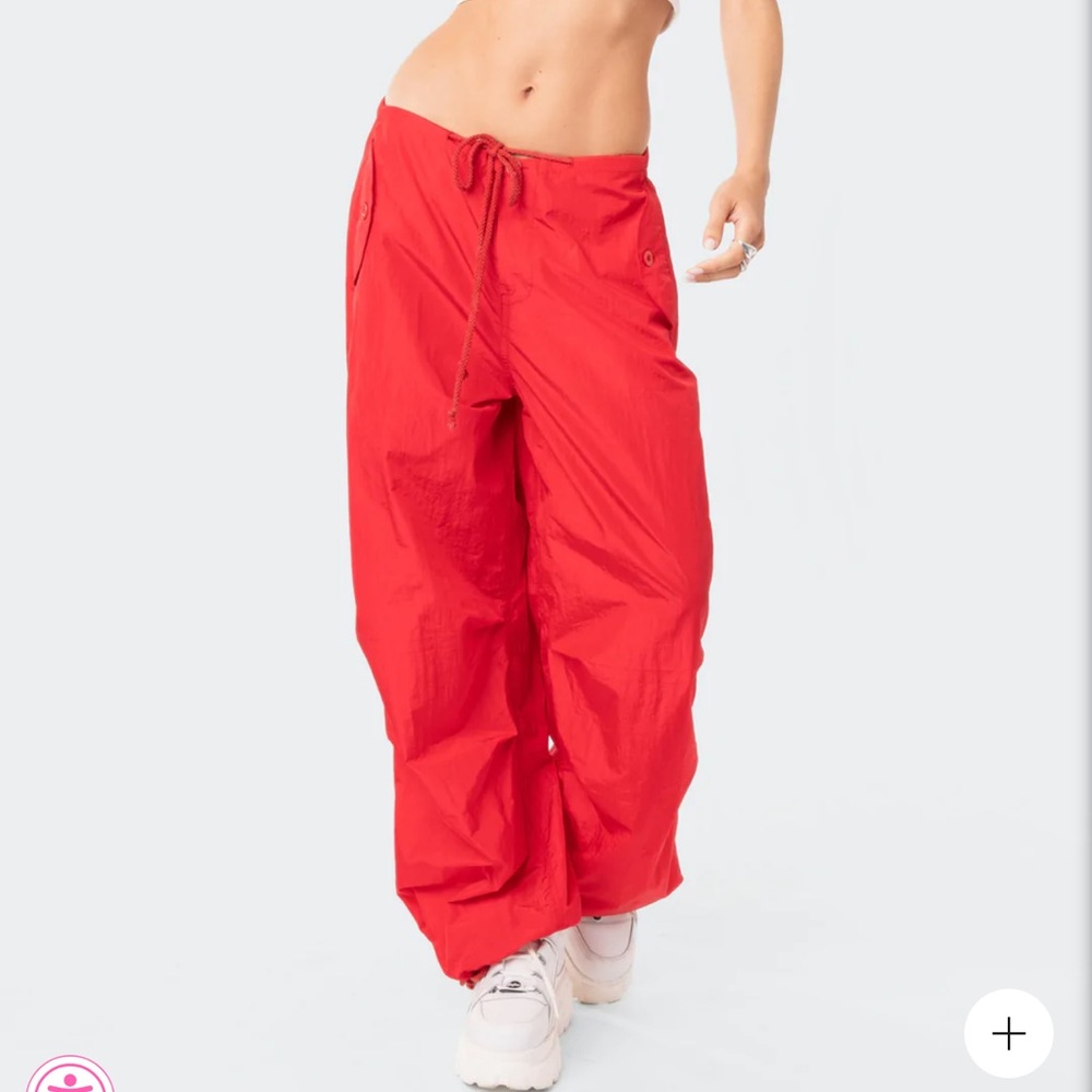 Edikted red parachute pants